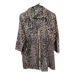 Animal Print Relaxed Fit Women's Collared Shirt Retro Y2K Safari Travel Sz L
